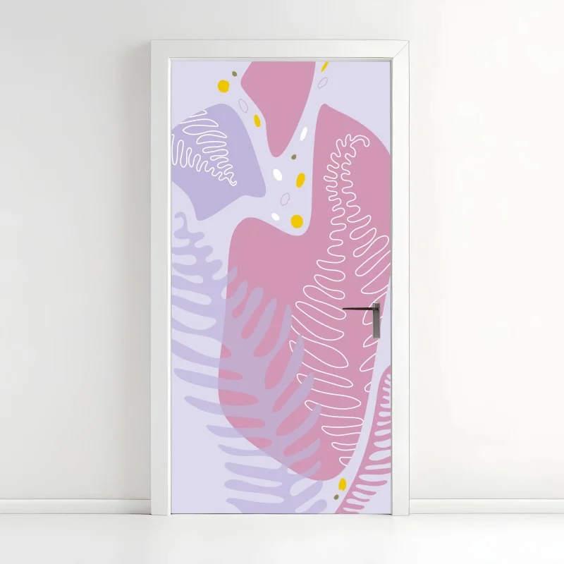 Door sticker soft pastel botanical abstract