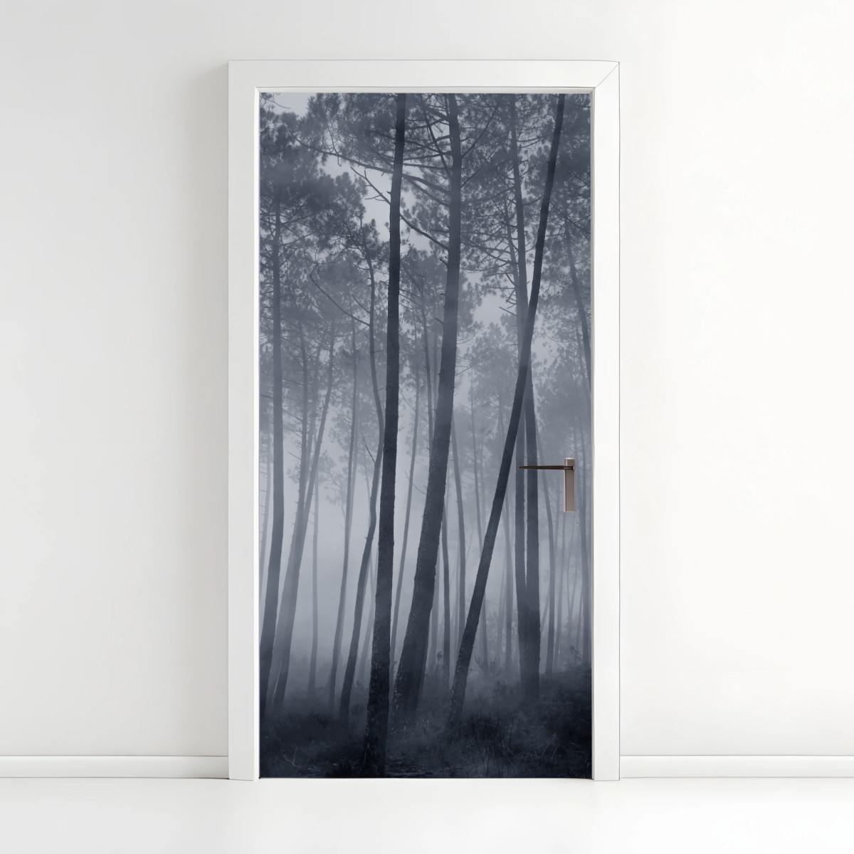 Door sticker misty pine forest at night • Wallissimo® Door sticker misty pine forest at night • Wallissimo®