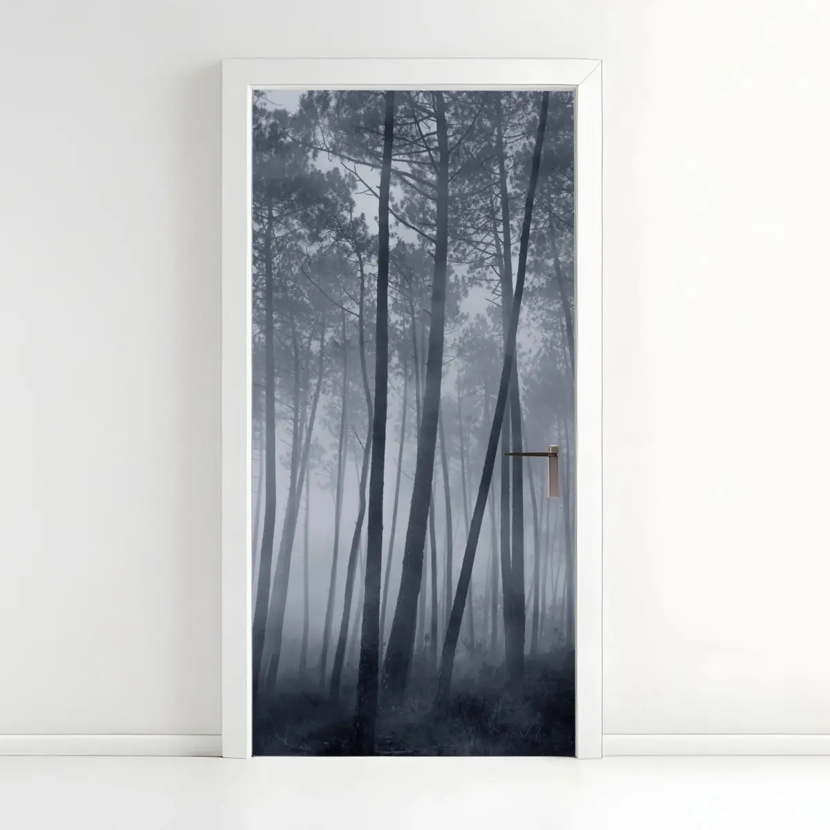 Door sticker misty pine forest at night • Wallissimo® Door sticker misty pine forest at night • Wallissimo®