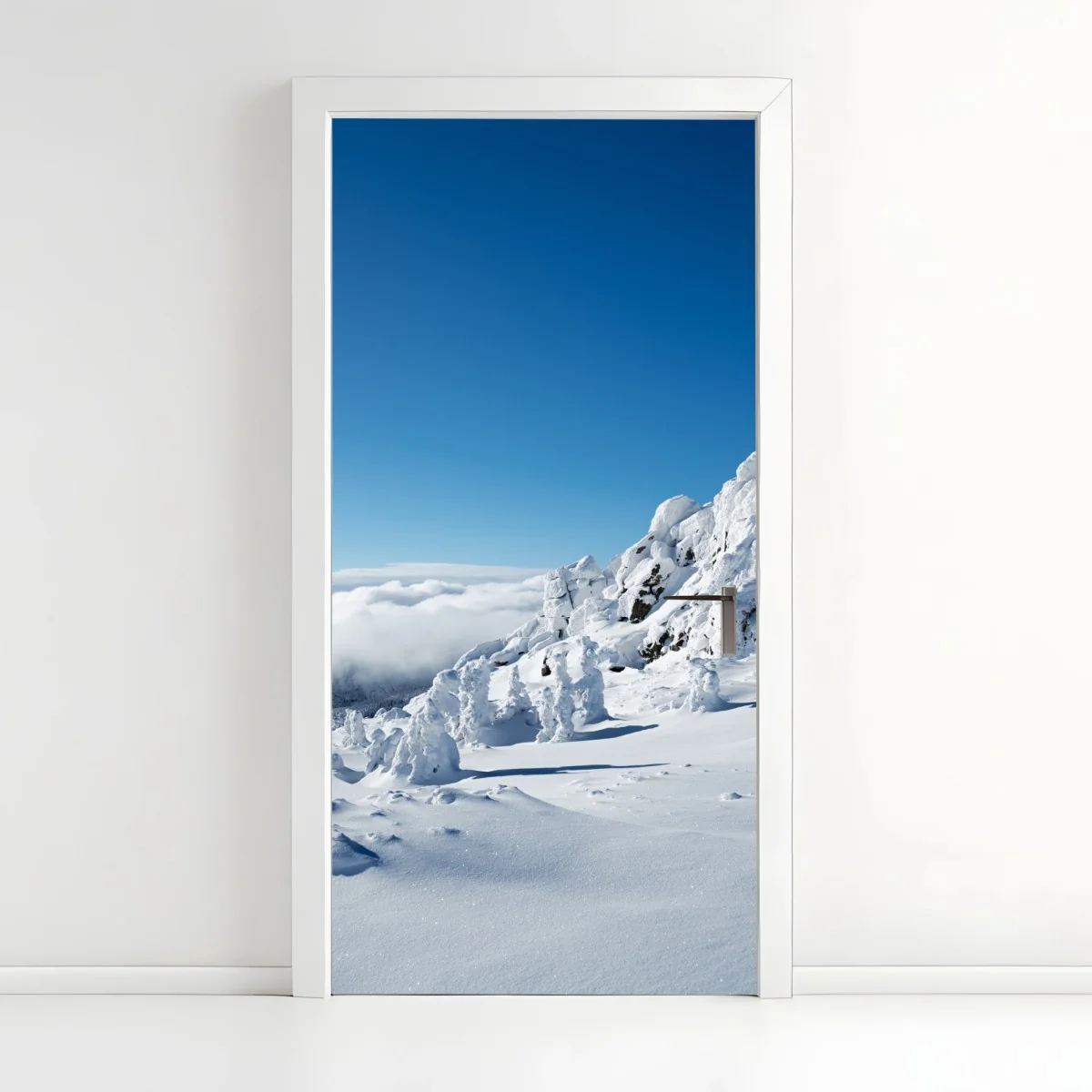 Door sticker serene snowy mountain landscape ⁕ Wallissimo® Door sticker serene snowy mountain landscape ⁕ Wallissimo®