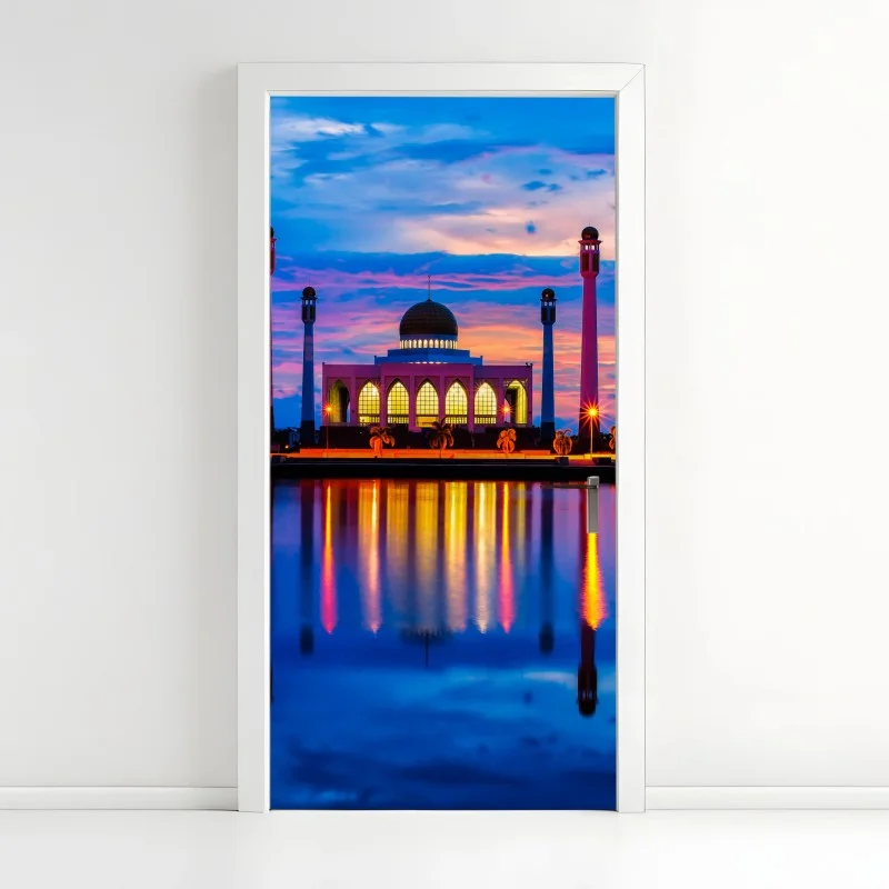 Door sticker sunset at Central Mosque, Songkhla