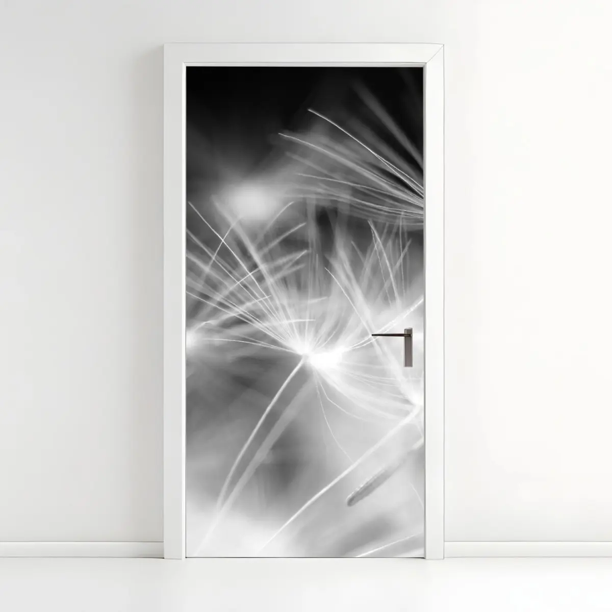 Door sticker delicate dandelion seeds in monochrome ⁕ Wallissimo® Door sticker delicate dandelion seeds in monochrome ⁕ Wallissimo®