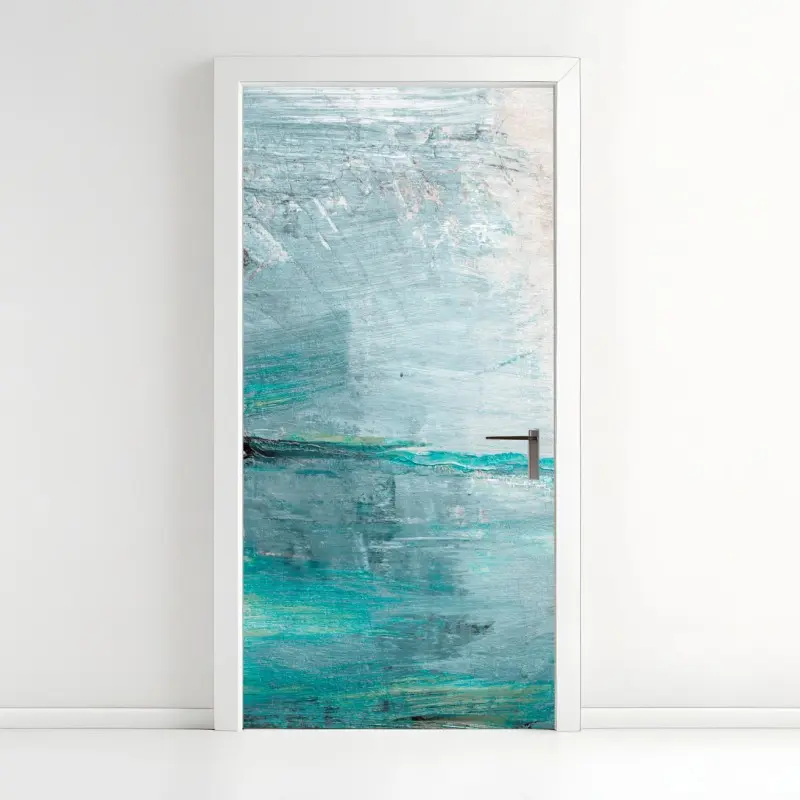 Door sticker serene turquoise abstract seascape