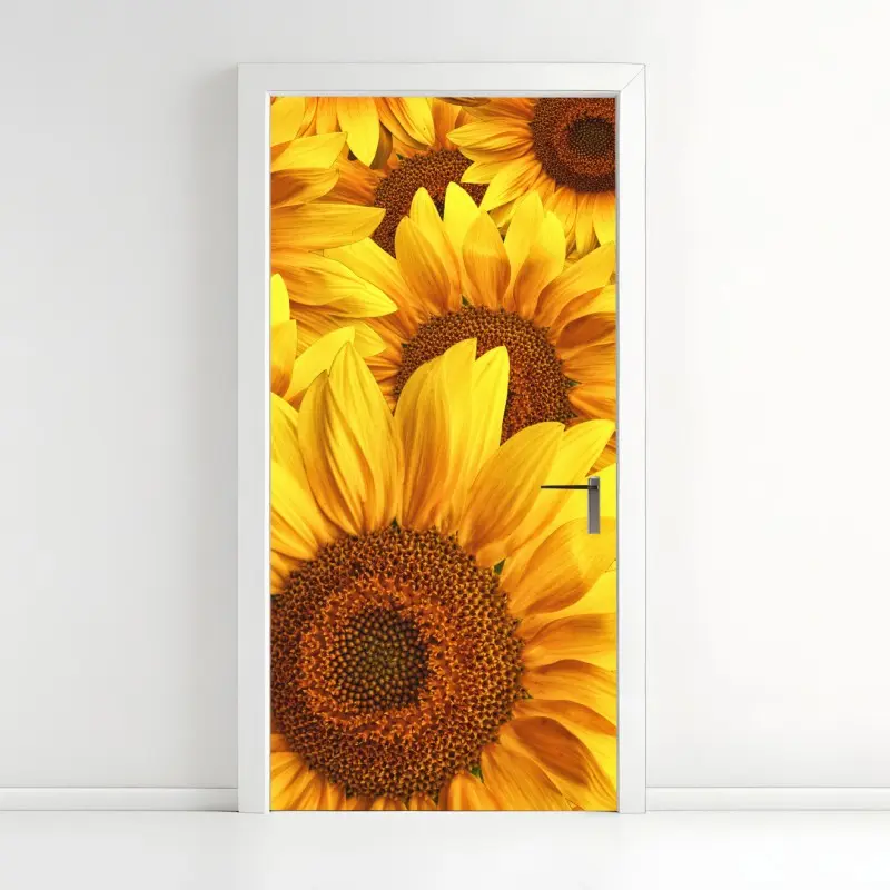 Door sticker golden sunflower bloom