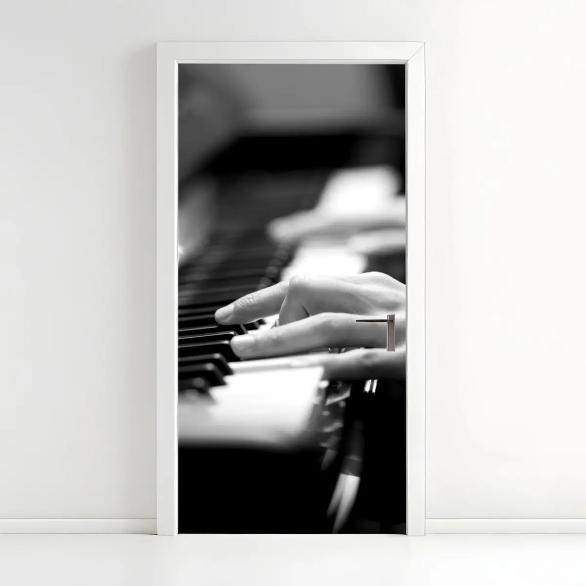 Door sticker intimate piano hands in monochrome ⁕ Wallissimo® Door sticker intimate piano hands in monochrome ⁕ Wallissimo®