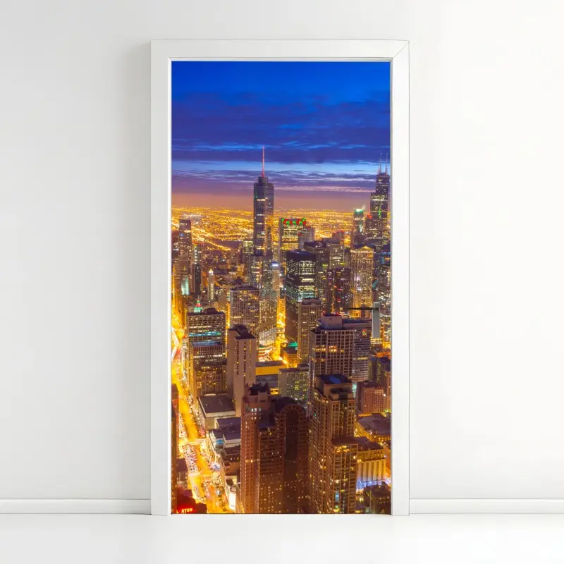 Door sticker Chicago night skyline panorama