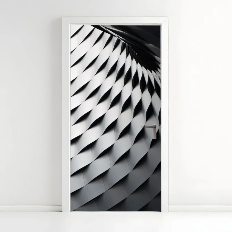 Door sticker monochrome geometric metal pattern