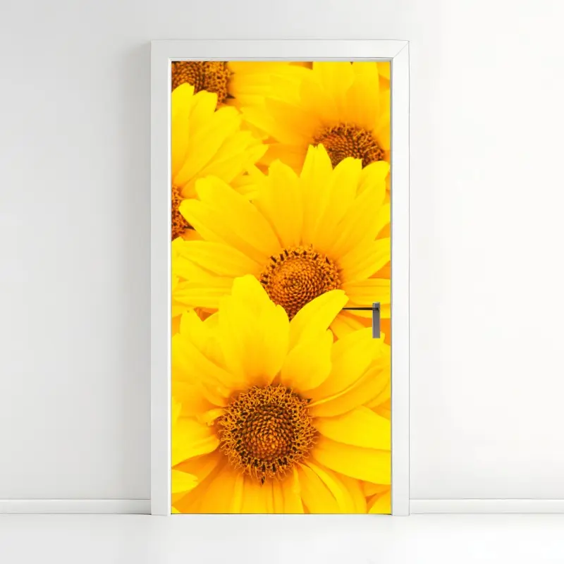 Door sticker vibrant yellow sunflower close-up