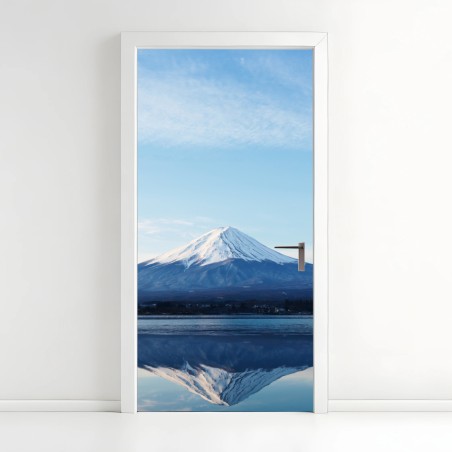 Door sticker Mount Fuji reflection at dawn • Wallissimo®