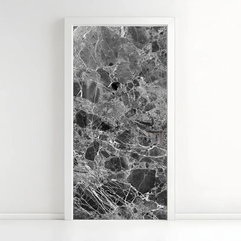 Door sticker monochrome marble texture art