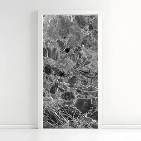 Door sticker monochrome marble texture art • Wallissimo®