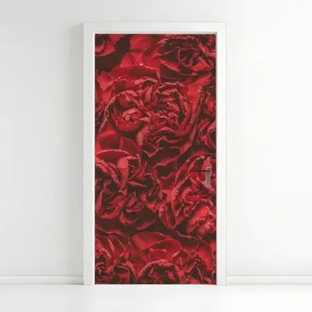 Door sticker vintage red carnation floral pattern • Wallissimo®