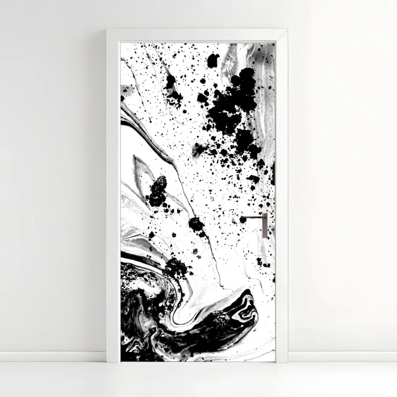Door sticker monochrome marble ink abstract