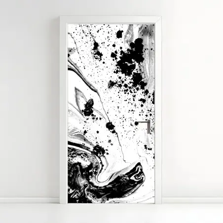 Door sticker monochrome marble ink abstract • Wallissimo®