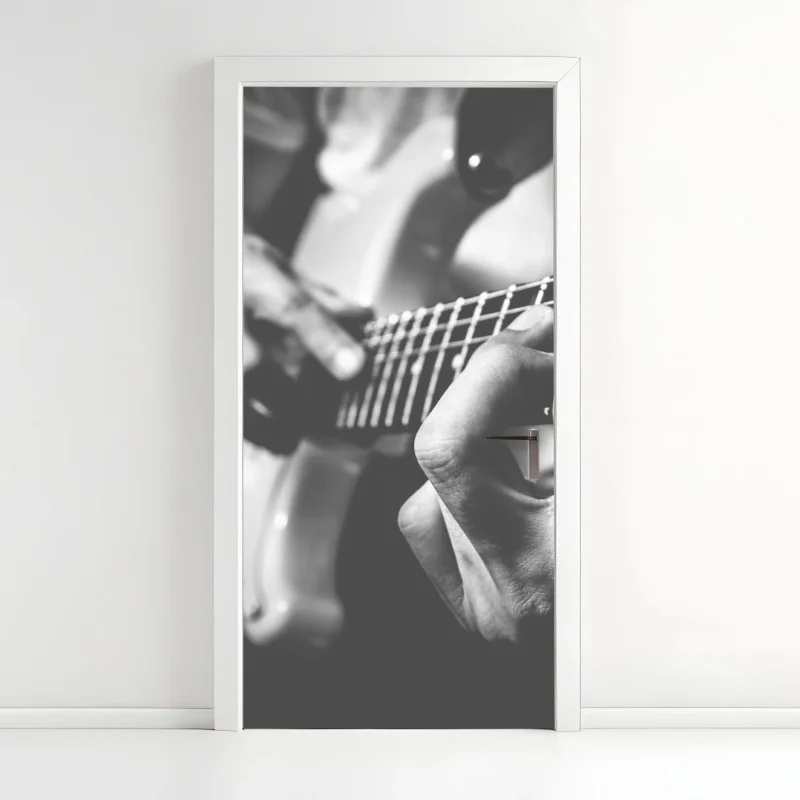 Door sticker monochrome guitar close-up
