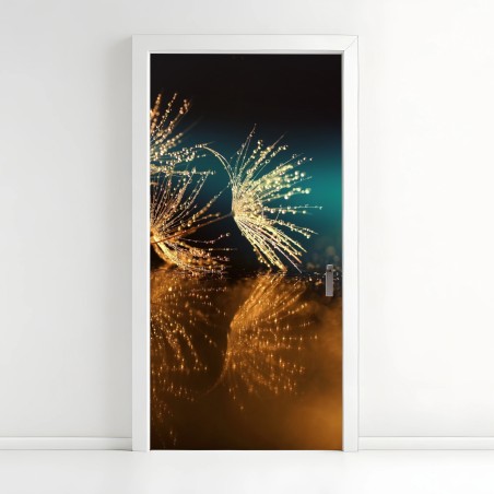 Door sticker golden dandelion seed reflection • Wallissimo®