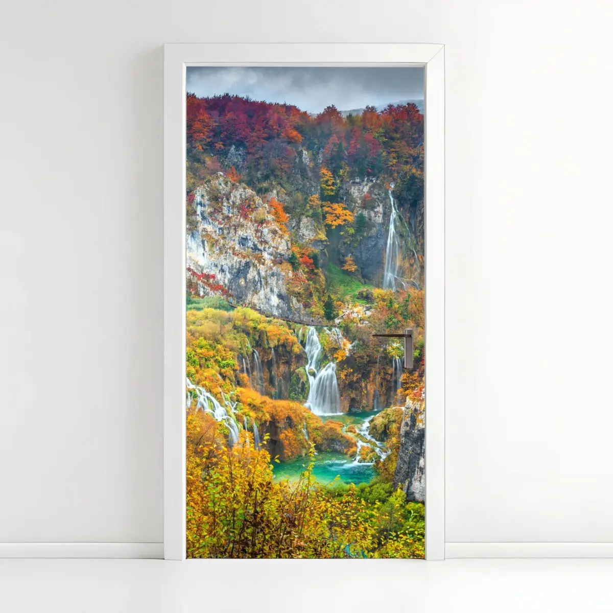 Door sticker autumn waterfalls in a vivid forest • Wallissimo® Door sticker autumn waterfalls in a vivid forest • Wallissimo®
