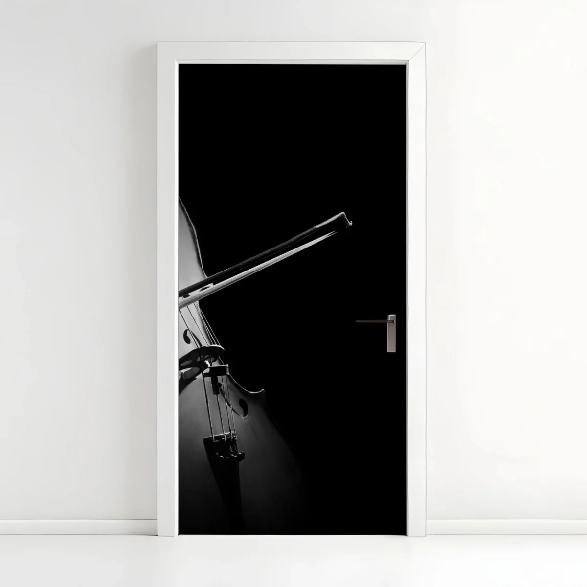Door sticker elegant cello in monochrome • Wallissimo® Door sticker elegant cello in monochrome • Wallissimo®