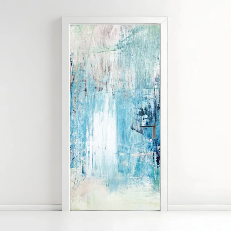 Door sticker turquoise abstract oil painting texture