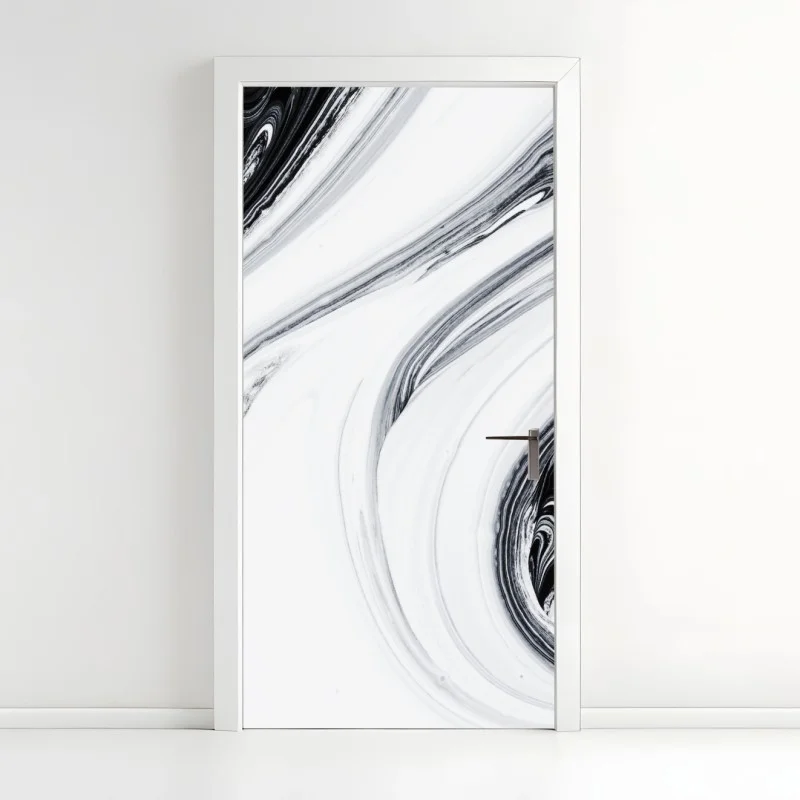 Door sticker monochrome marble swirl