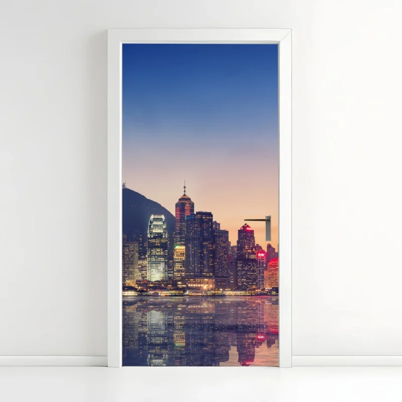 Door sticker Hong Kong skyline at twilight