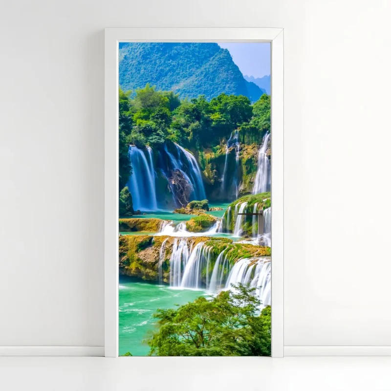 Door sticker emerald cascade waterfall landscape
