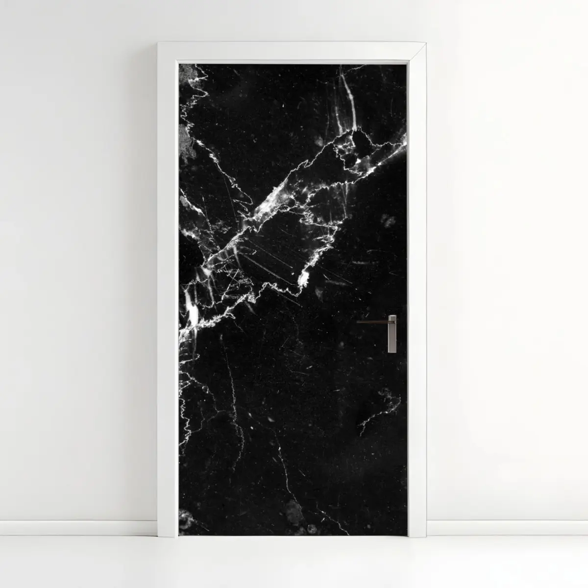 Door sticker black marble veins texture • Wallissimo® Door sticker black marble veins texture • Wallissimo®