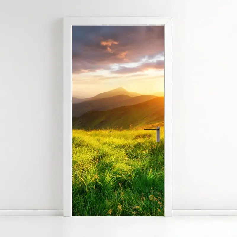 Door sticker turquoise floral botanical pattern • Wallissimo®
