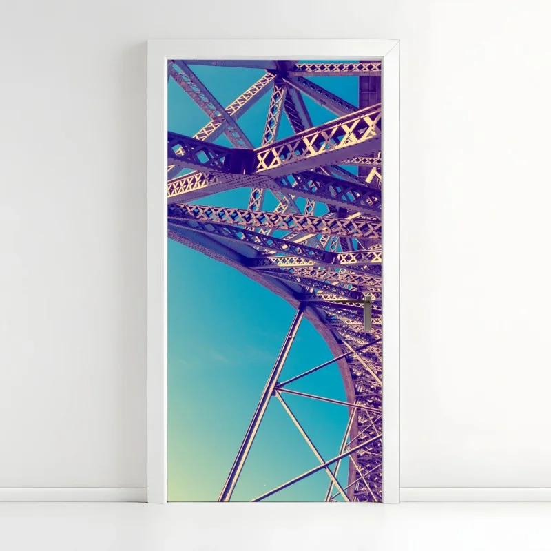 Door sticker abstract steel bridge perspective
