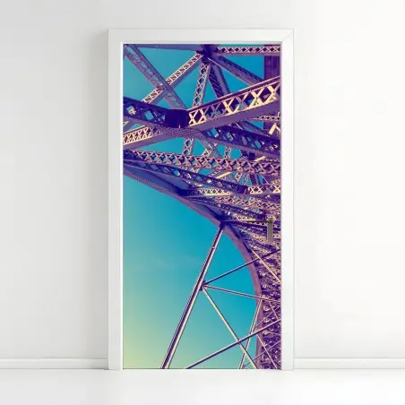 Door sticker abstract steel bridge perspective • Wallissimo®