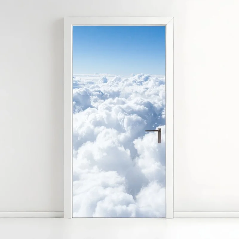 Door sticker serene aerial cloudscape