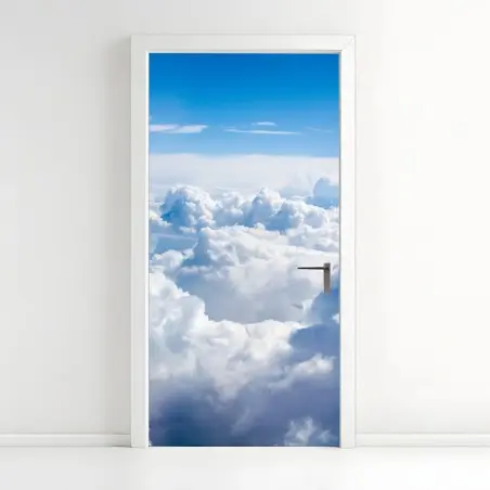 Door sticker serene blue cloudscape • Wallissimo®