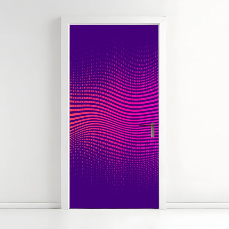 Door sticker vibrant gradient wave pattern