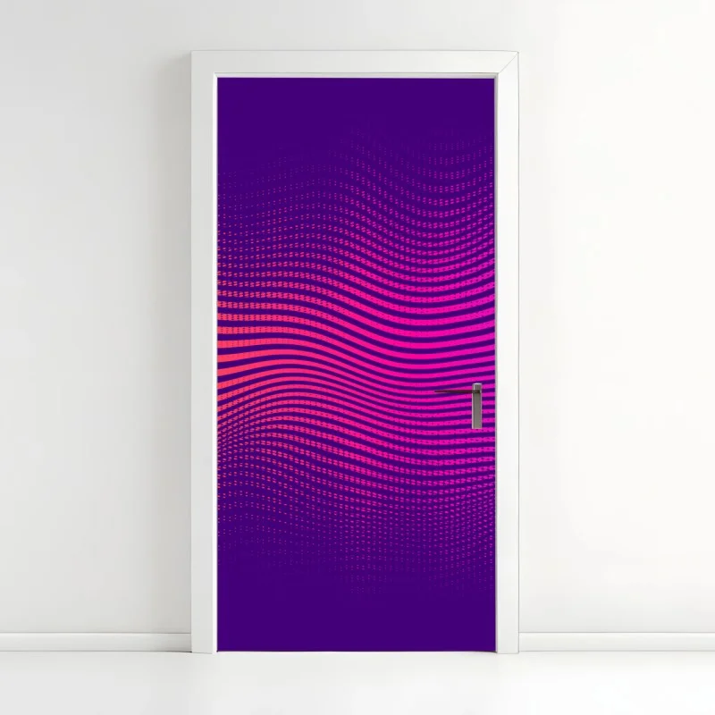 Door sticker vibrant gradient wave pattern