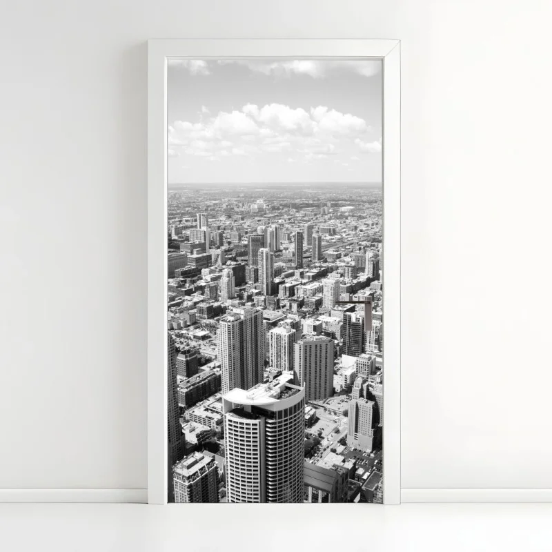 Door sticker Chicago skyline in grayscale