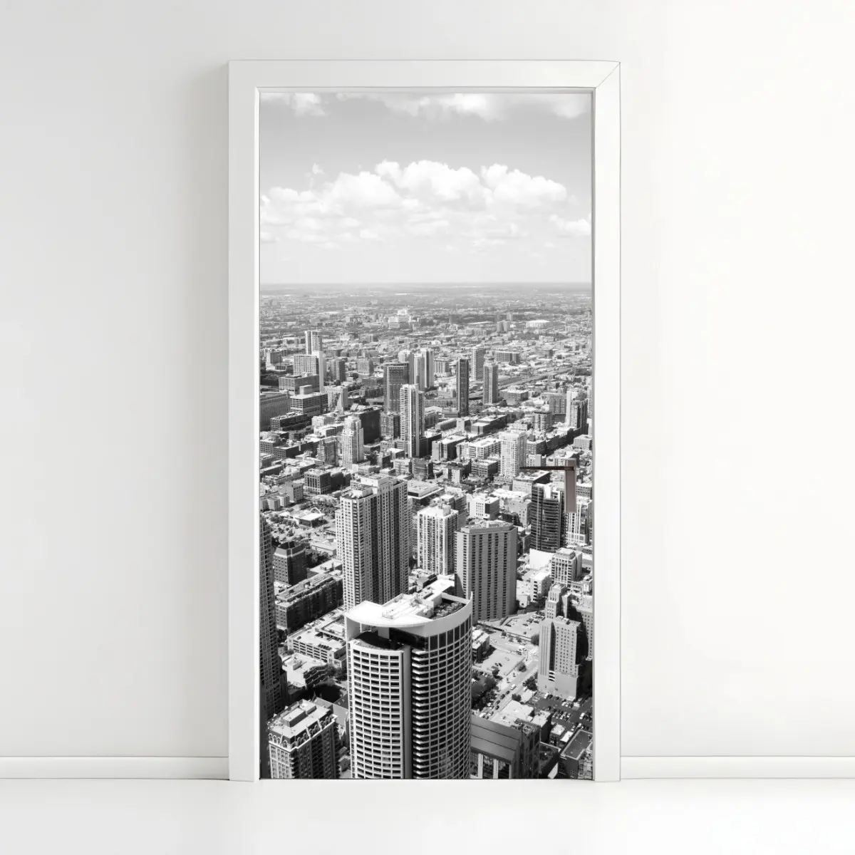 Door sticker Chicago skyline in grayscale • Wallissimo® Door sticker Chicago skyline in grayscale • Wallissimo®