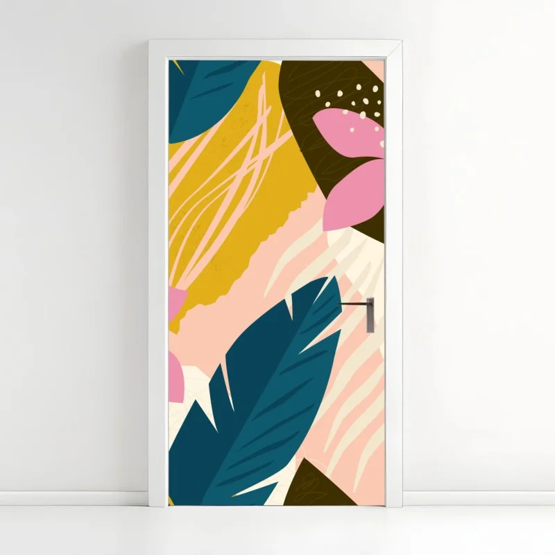 Door sticker tropical abstract floral artwork
