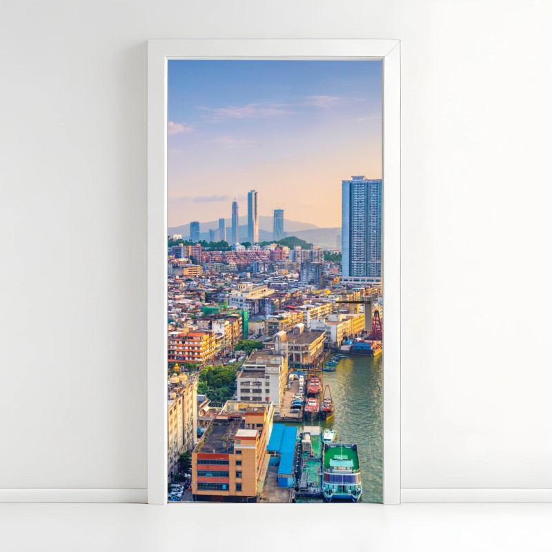 Door sticker Macau skyline at sunset