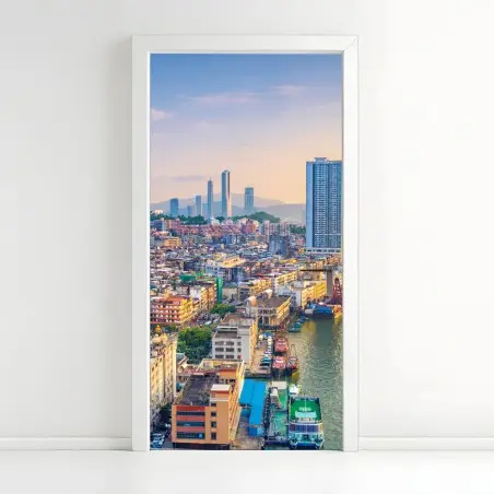 Door sticker Macau skyline at sunset • Wallissimo®