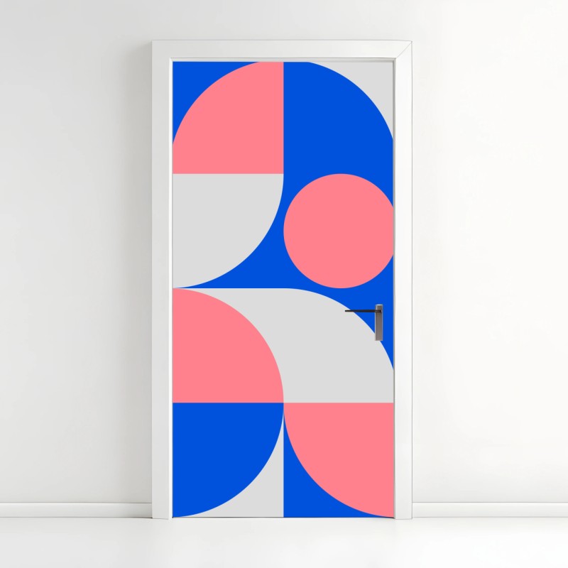 Door sticker scandinavian geometric composition
