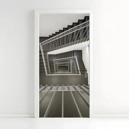 Door sticker geometric stairwell perspective • Wallissimo®
