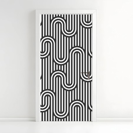 Door sticker black and white geometric optical pattern • Wallissimo®