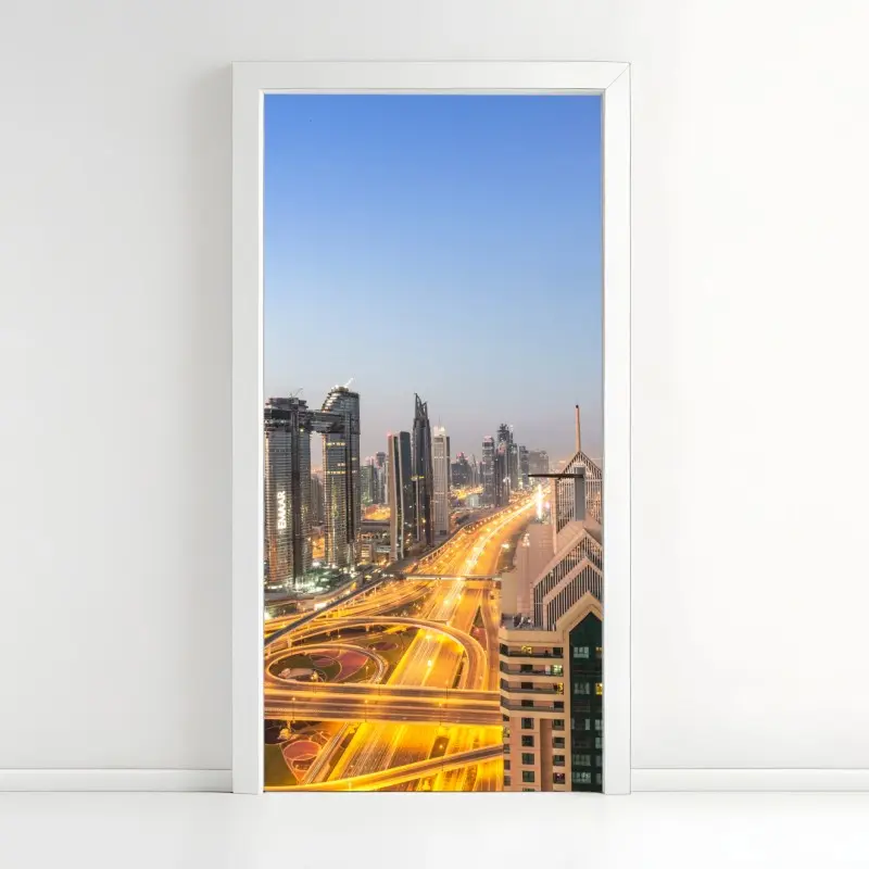 Door sticker Dubai skyline at dusk ⁕ Wallissimo®