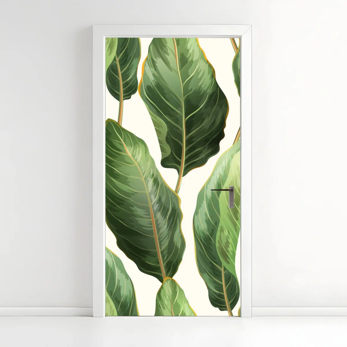 Door sticker tropical banana leaf seamless pattern • Wallissimo®