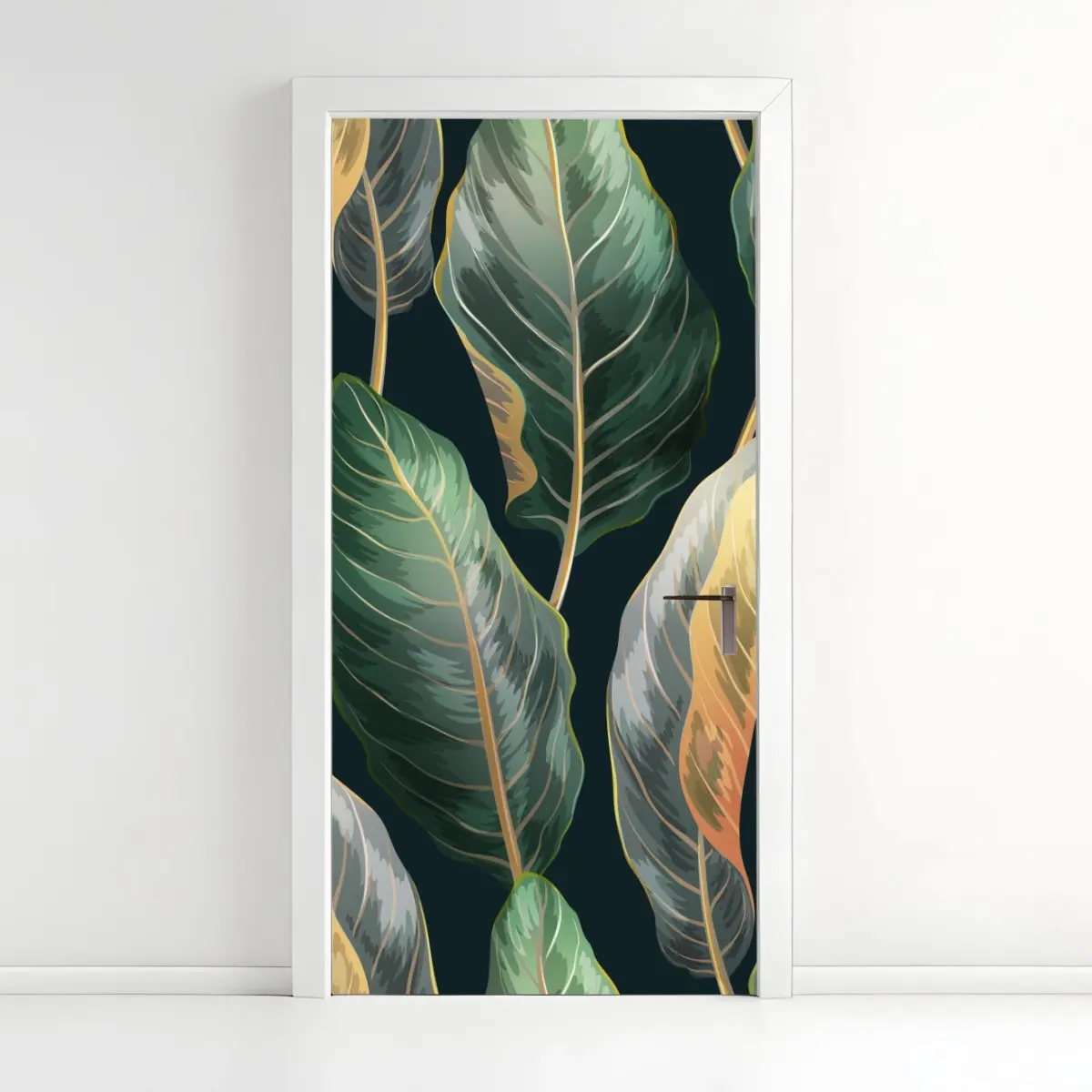 Door sticker vintage tropical leaves pattern • Wallissimo®