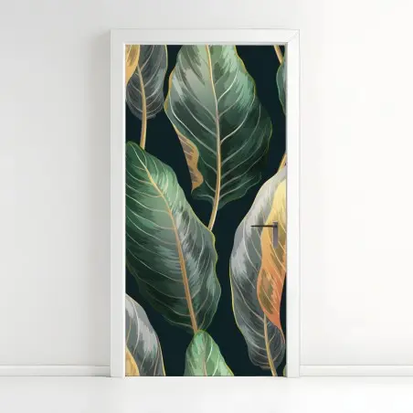 Door sticker vintage tropical leaves pattern • Wallissimo®