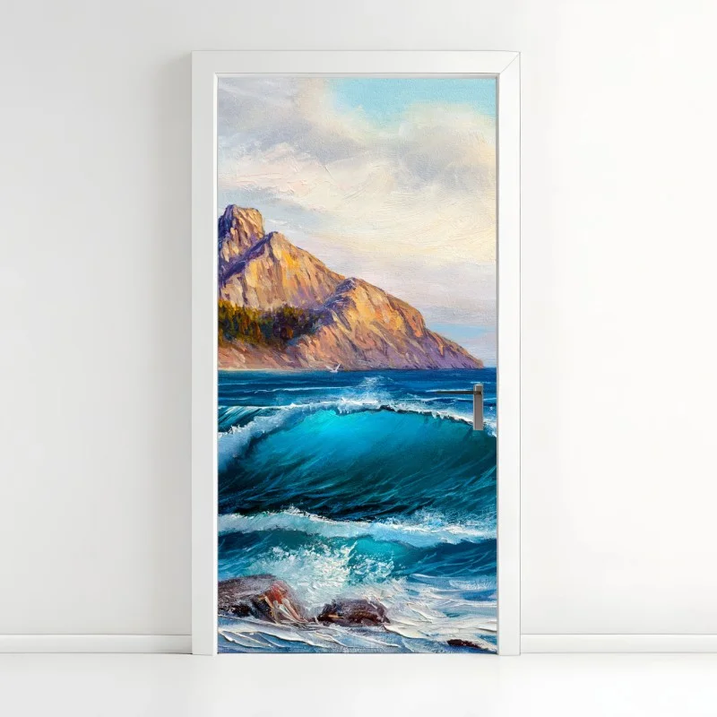 Door sticker turquoise ocean wave seascape