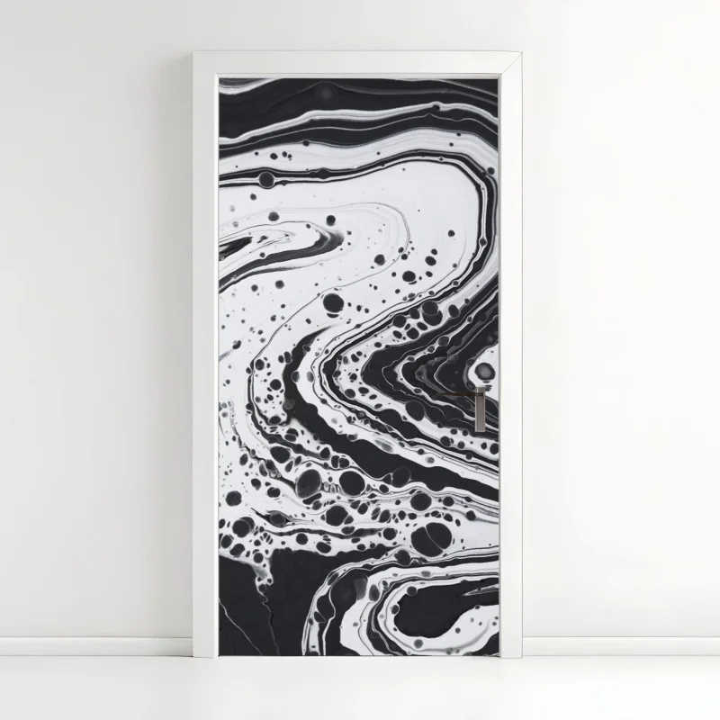 Door sticker monochrome marble abstract