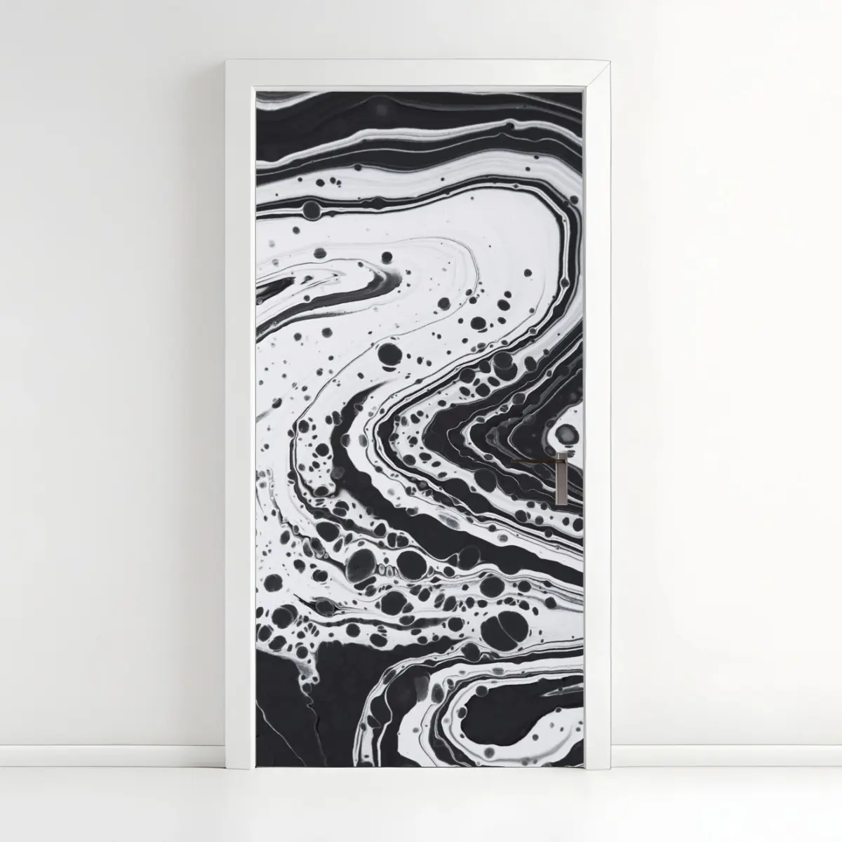 Door sticker monochrome marble abstract • Wallissimo® Door sticker monochrome marble abstract • Wallissimo®