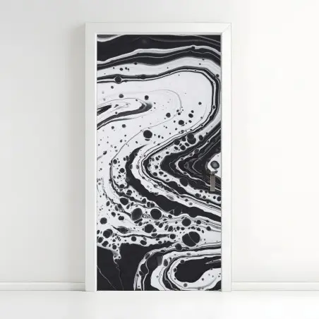 Door sticker monochrome marble abstract • Wallissimo®